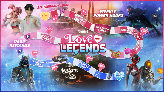 Fortnite countdown: An image of the Love and Legends event poster.