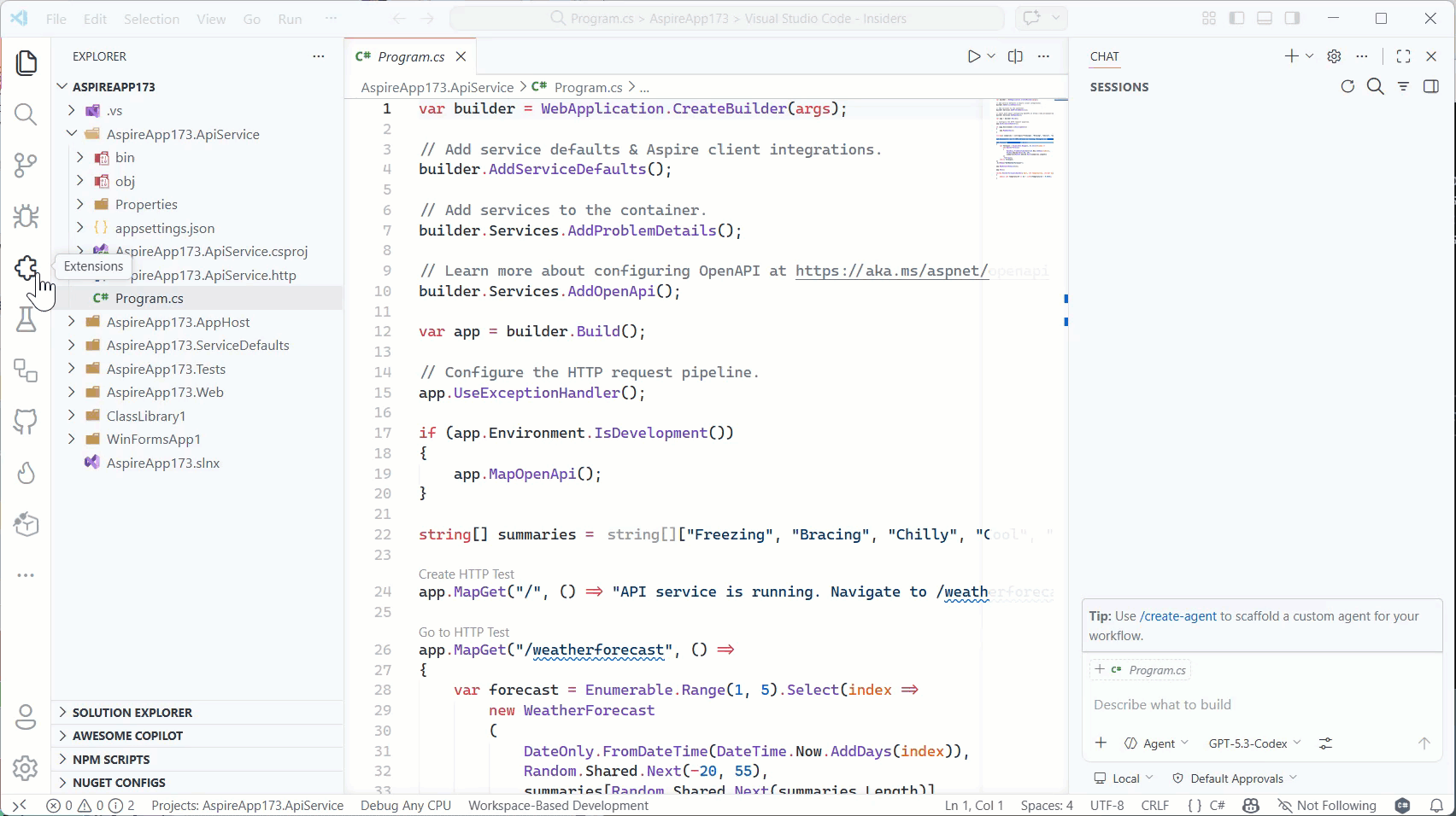 Browsing agent plugins in the Extension marketplace