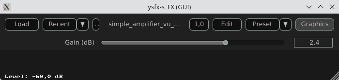 Screenshot of the simple example with a VU meter